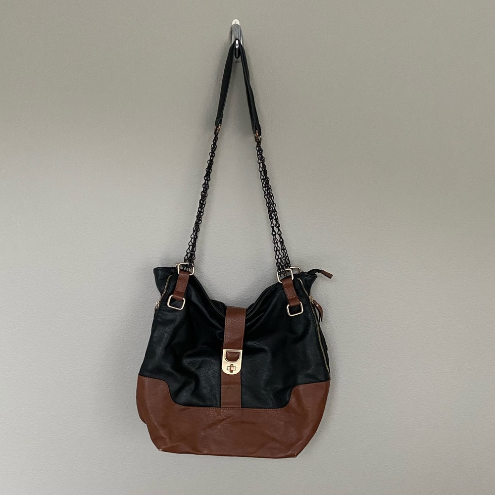 3/$15 Black and Brown “Leather” Shoulder Bag